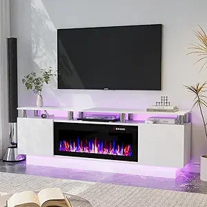 Fireplace TV Stand with 36 Inch Electric Fireplace Modern Living Room