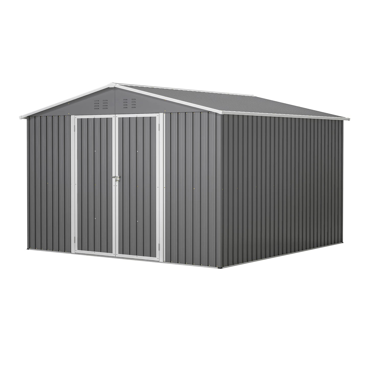 Ljustra Outdoor Storage Shed 10x10 FT Metal Tool Storage Lockable Doors