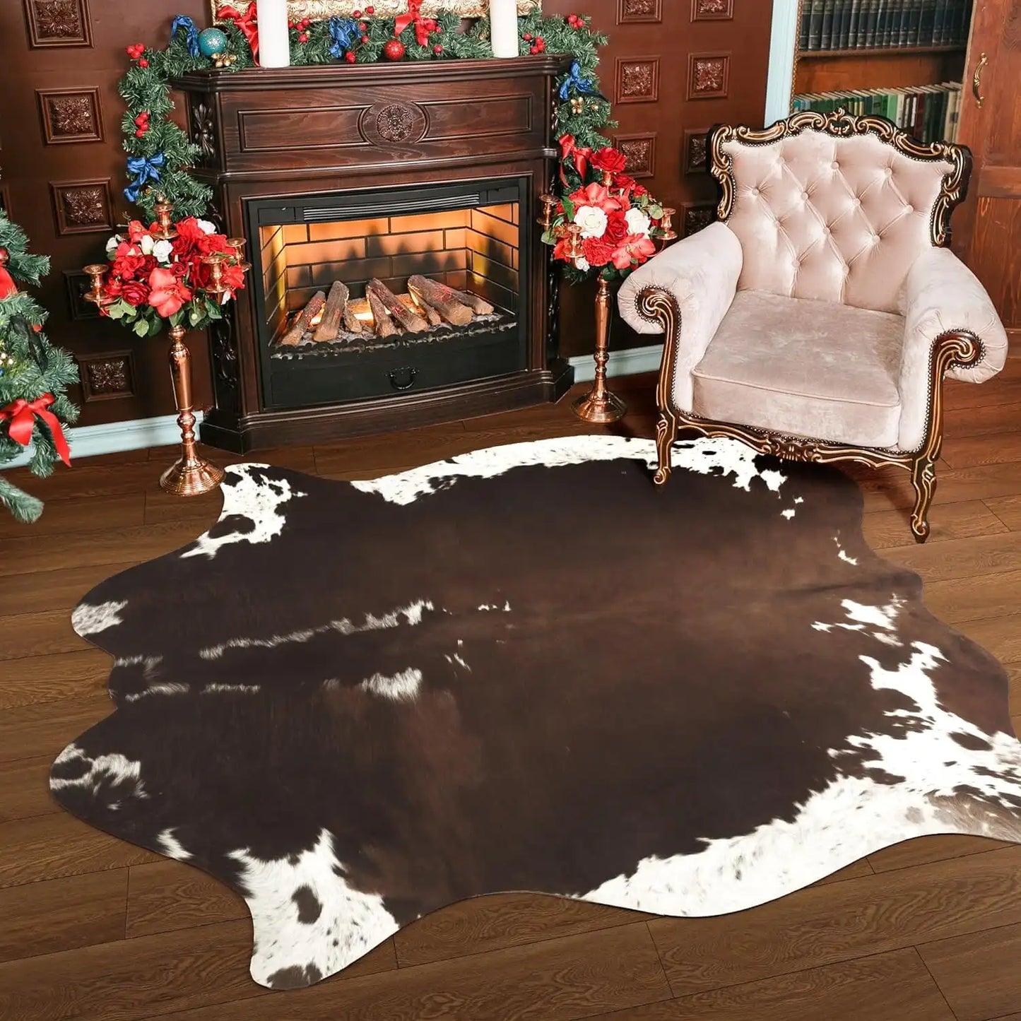 American Style Animal Print Faux Fur Cowhide Rug for Living Room Bedroom