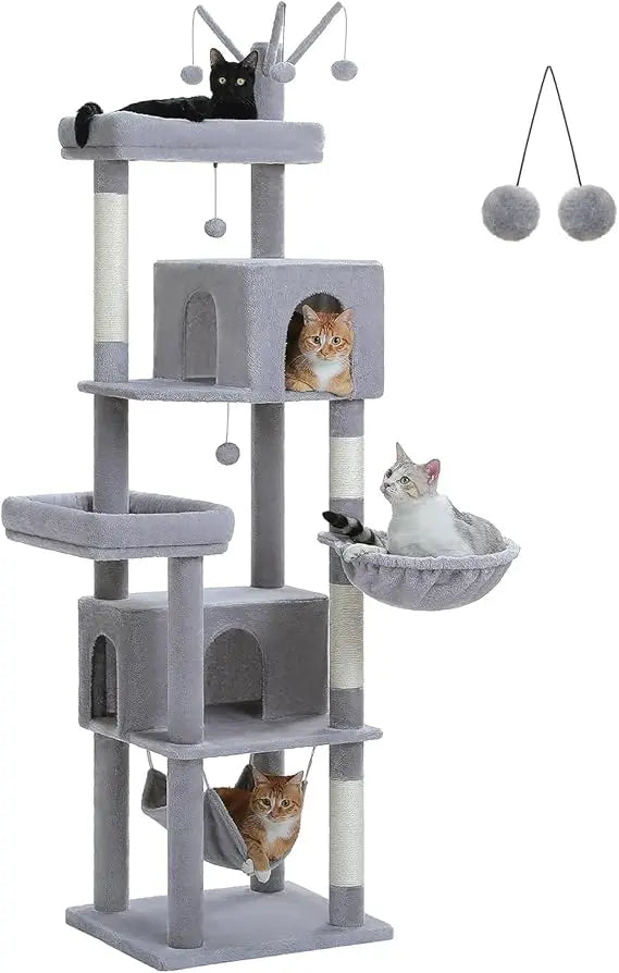 75 Inch Tall Cat Tree Tower with 2 Condos and Scratching Posts Indoor Cats