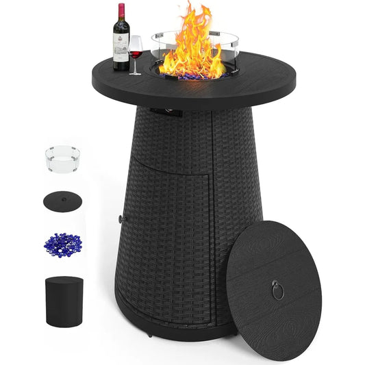 37 Inch Propane Fire Pit Table High Heat Round Gas Firepit Outdoor