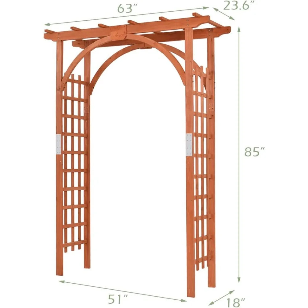 Wood Arbor Arch Garden Trellis Pergola for Climbing Plants Weddings