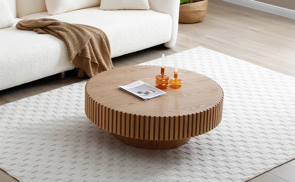 Modern 31.49 Inch Round Coffee Table Luxury Living Room Accent Table