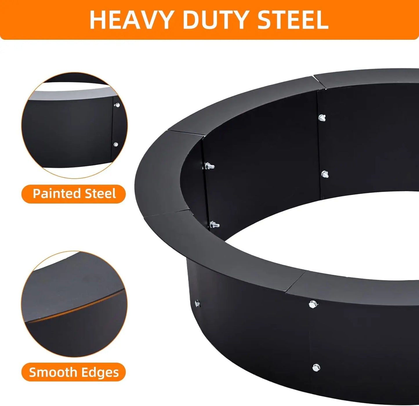 Fire Pit Ring Metal Steel Duty Round Fire Pit Insert Outdoor DIY