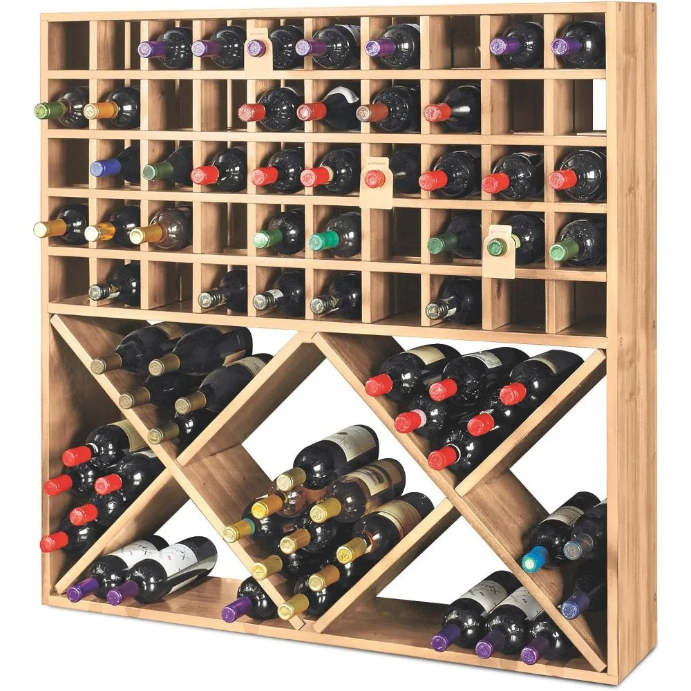 Jumbo Bin Grid 100 Bottle Wine Rack Wall Mount Modern Design