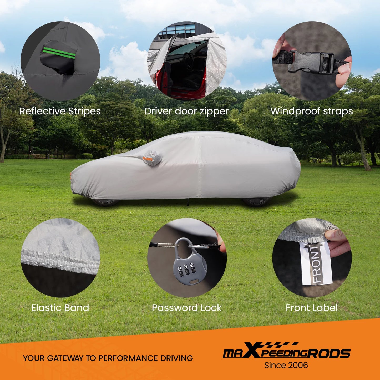 White Full Car Cover Waterproof Dustproof Outdoor Indoor Sedan Accessories