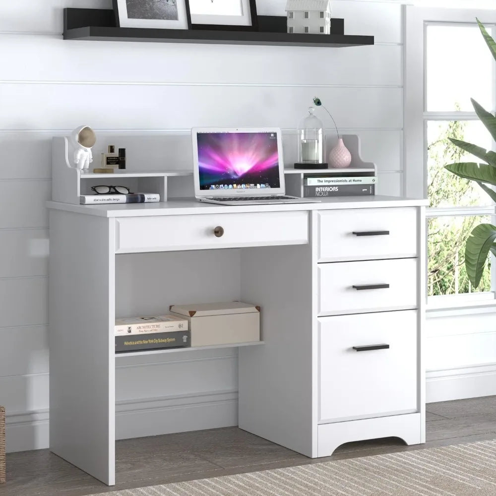 Computer Desk with Storage Drawers and Hutch for Home Office Small Space