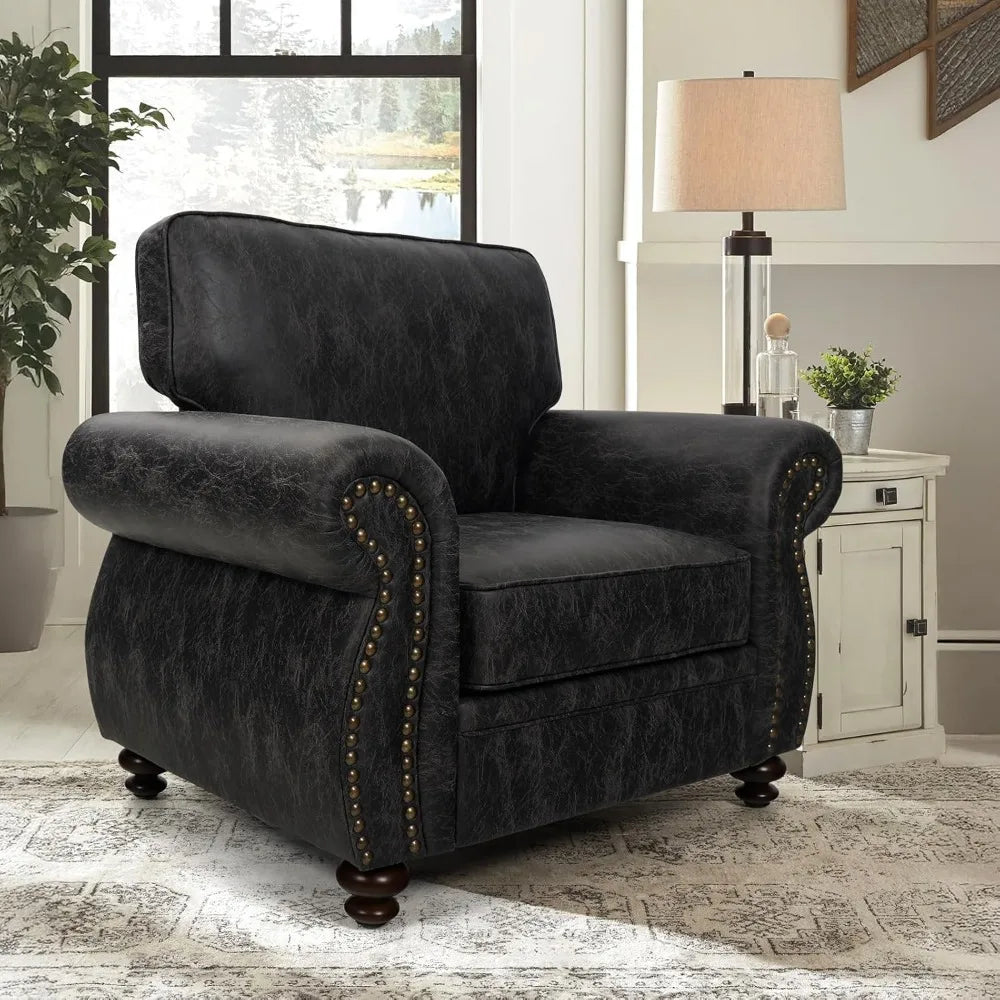 Mid Century Modern Single Sofa Rivet Design Comfortable Couch