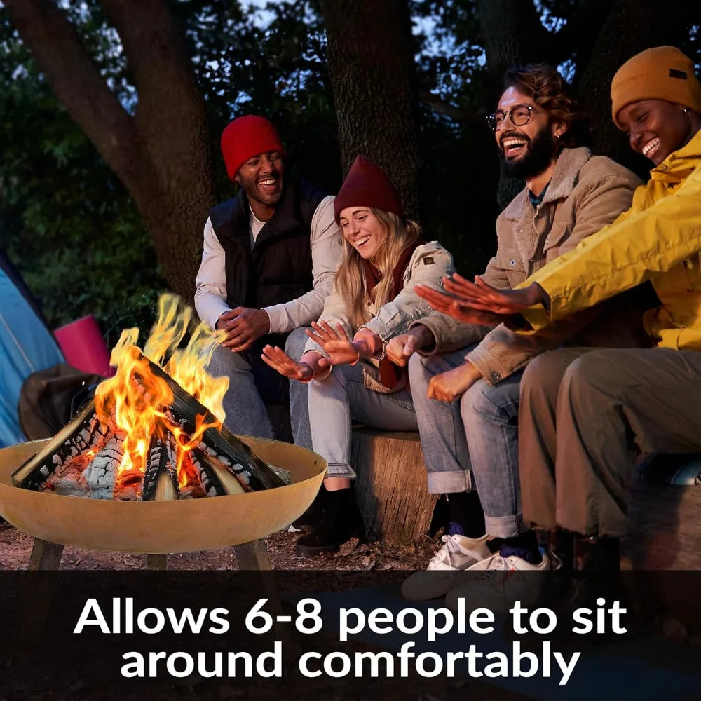 30Inch Heavy Duty Cast Iron Fire Pit Wood Burning Outdoor Bowl