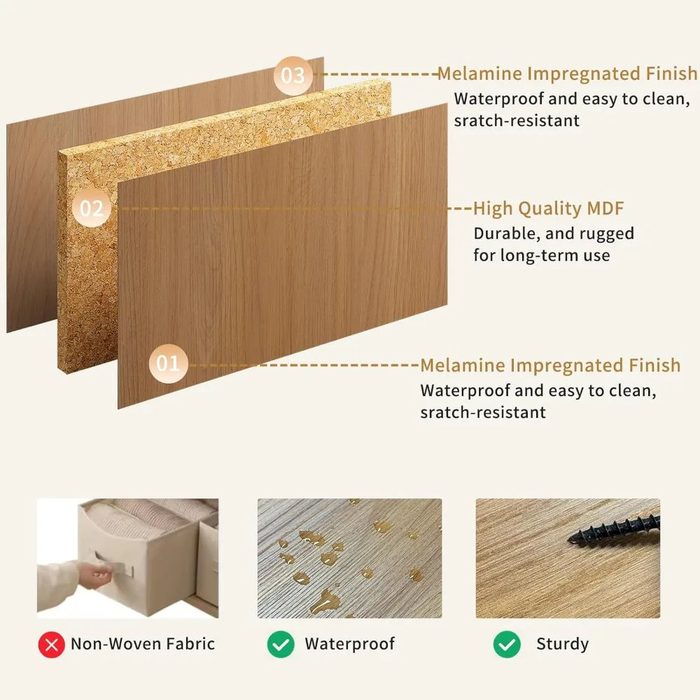 8 Drawer Modern Fluted Dresser Chest of Drawers for Bedroom Storage