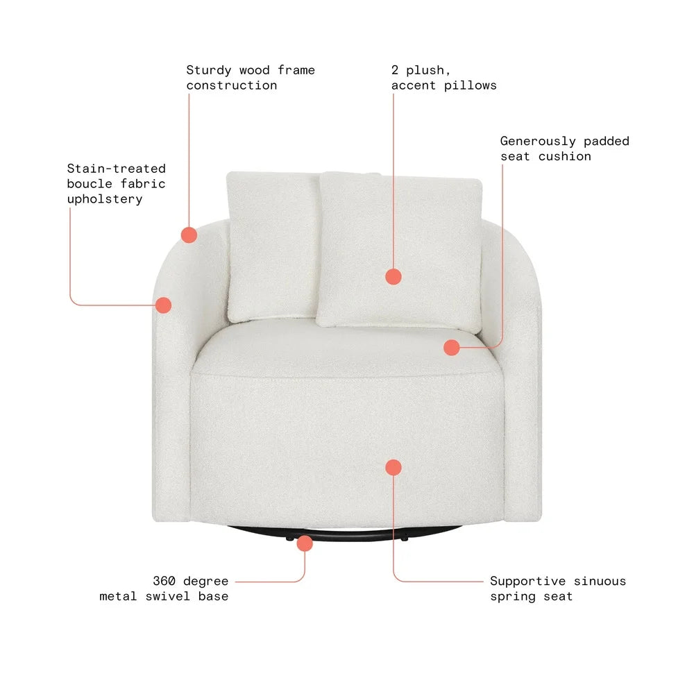 Kids Accent Chair Swivel Base Durable Wood Frame Plush Pillows
