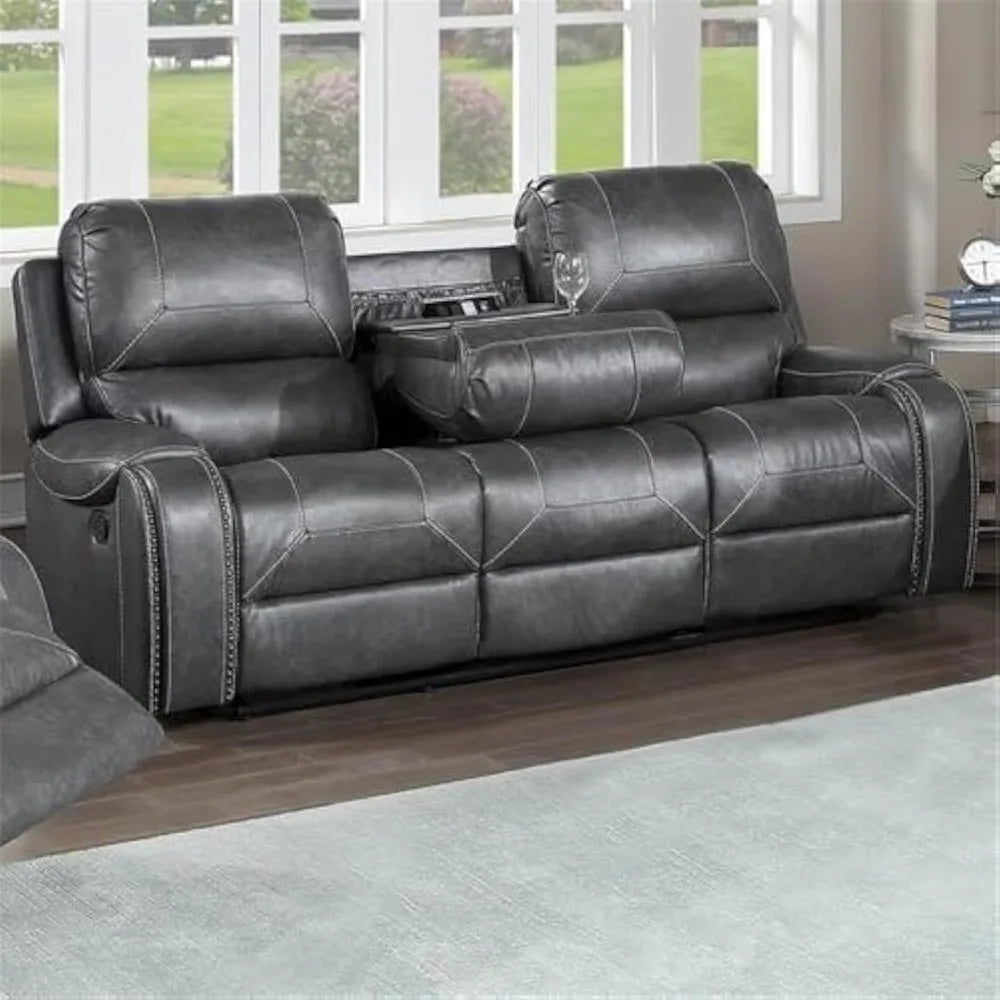 Ljustra Keily Manual Motion Double Reclining Sofa with USB Charging