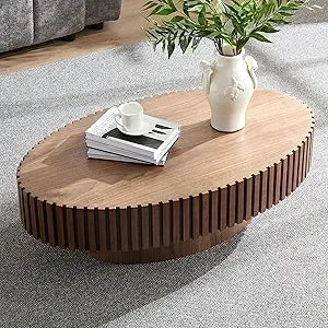 Modern Lift Top Coffee Table with Hidden Storage Oval Design 47.2"