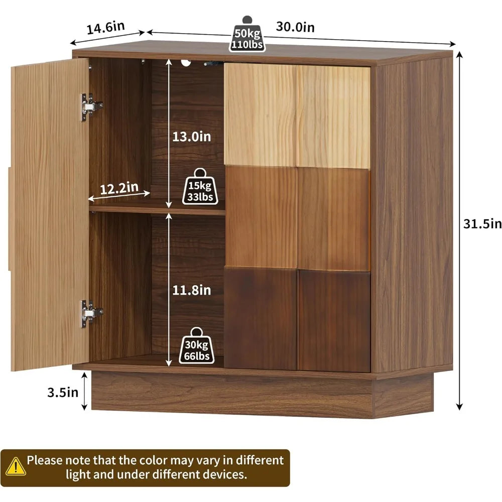 Sideboard Buffet Cabinet with Solid Wood Doors 30" Kitchen Storage