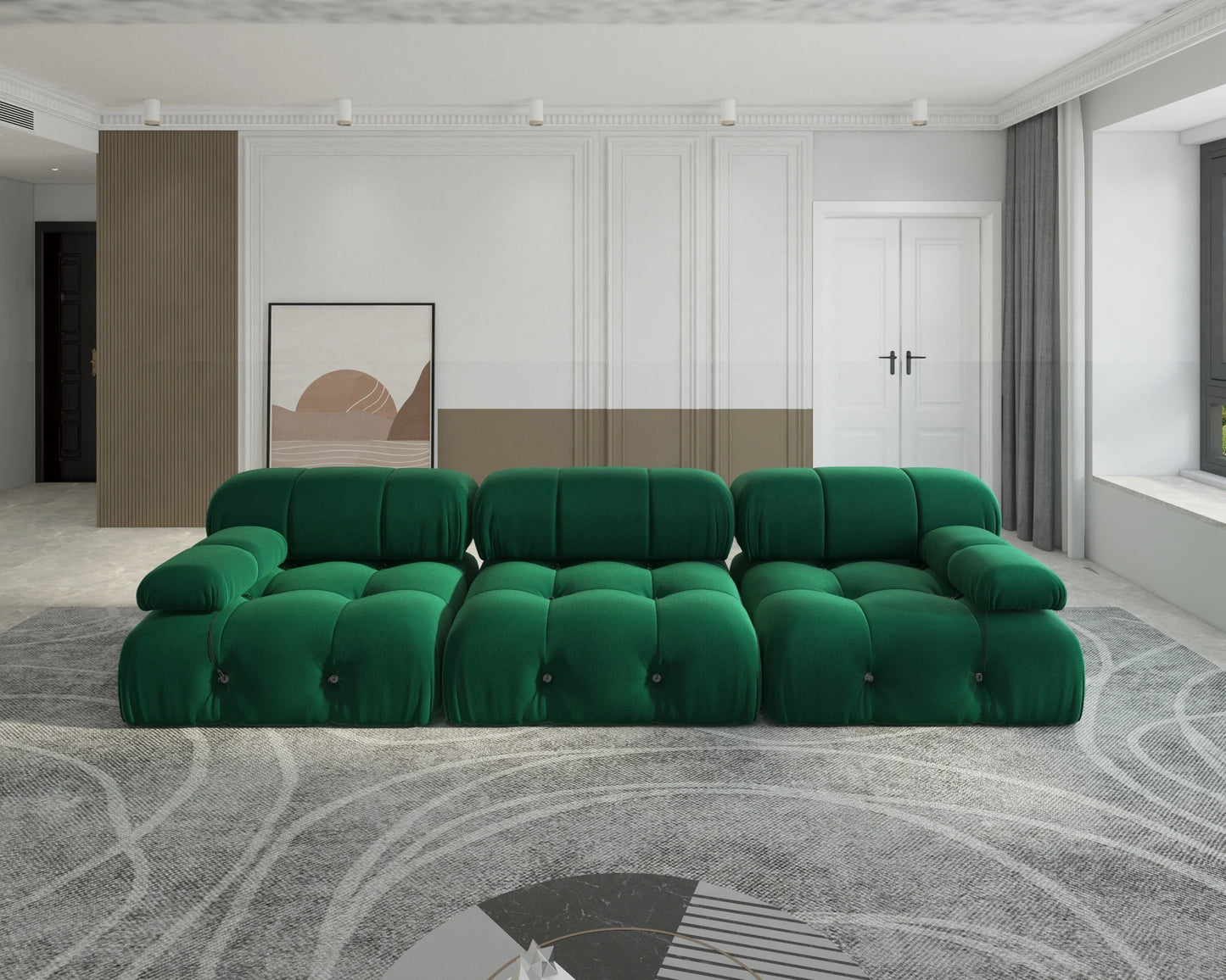 Ljustra 104" Modern Velvet Modular Sectional Sofa, Convertible, Minimalist, 3 Seats