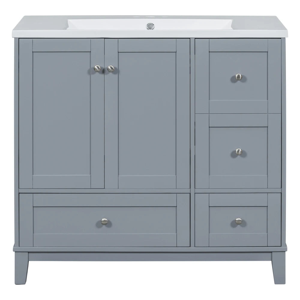 36 Inch Modern Bathroom Vanity with USB Charging and Ample Storage