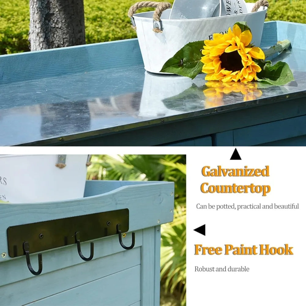 Waterproof Outdoor Garden Storage Shed Potting Bench Tool Cabinet