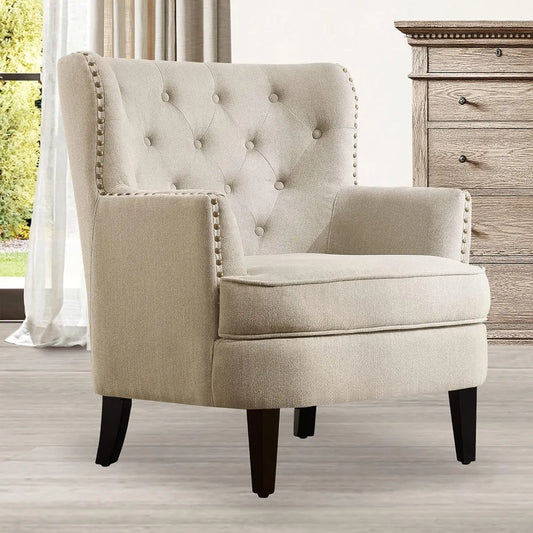 Accent Chair Ottoman Set Mid-Century Modern Upholstered Living Room Chair
