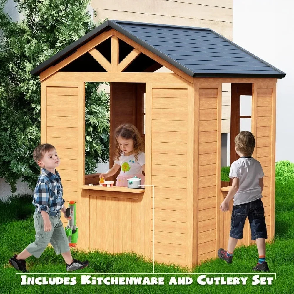 Ljustra All Spruce Outdoor Kids Playhouse Wooden Playhouse Ages 3-10
