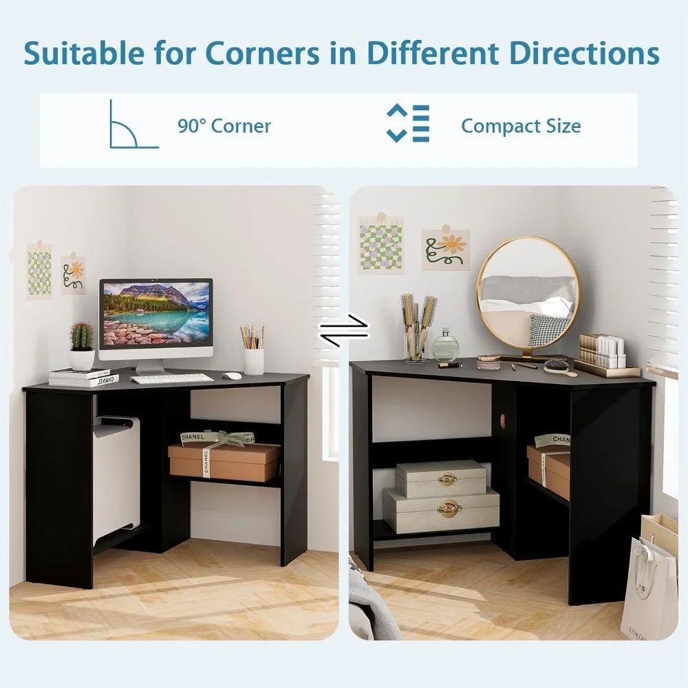 Corner Desk Triangle Computer Desk Space Saving Bedroom Makeup Vanity