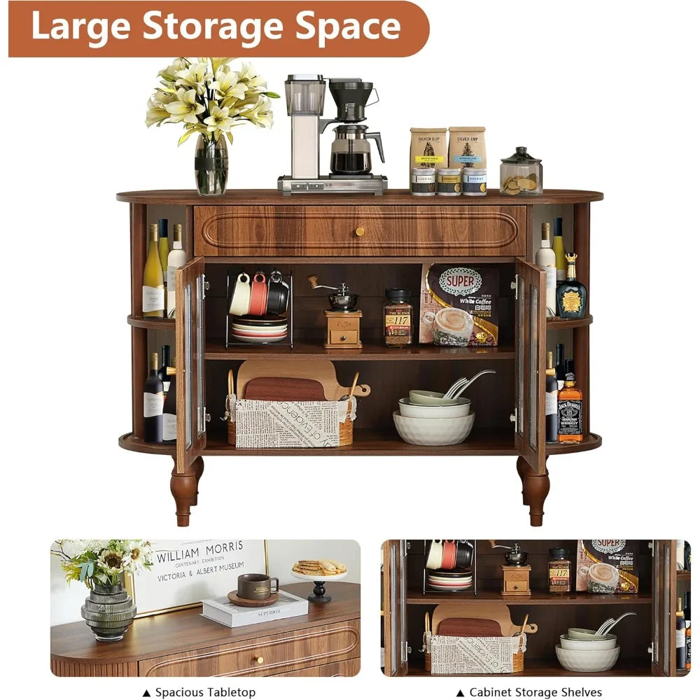 47in Fluted Sideboard Buffet Cabinet Modern Console Storage Table