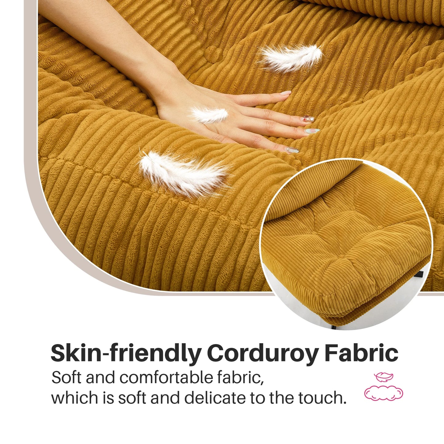 Ljustra Modern Foldable Accent Chair 360° Swivel Upholstered Lounge