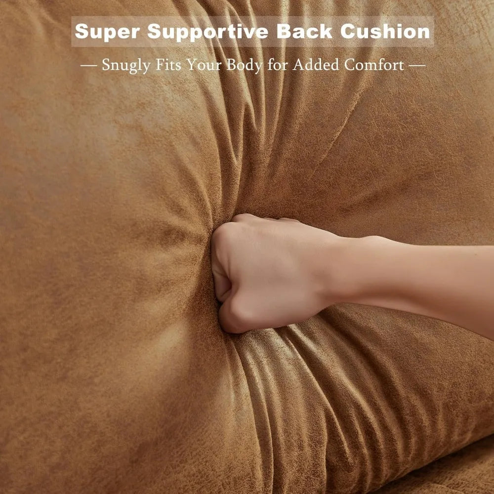 Mid Century Modern Faux Leather Loveseat Tufted Sofa with Pillows