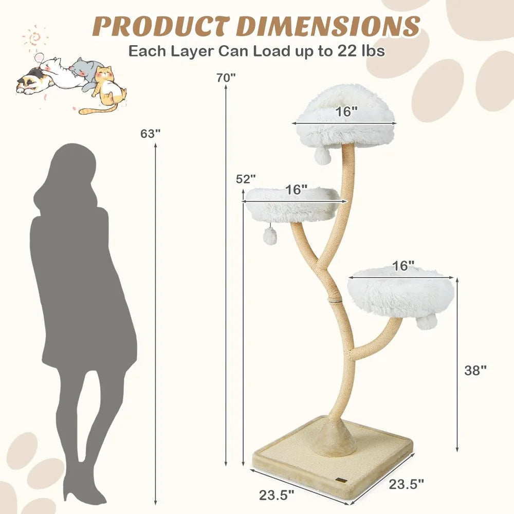 Ljustra Tall Cat Tree Cat Tower with Scratching Posts for Large Cats