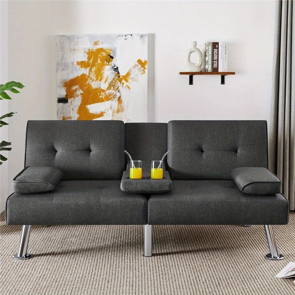 Ljustra Modern Fabric Convertible Futon Sofa Bed for Small Spaces