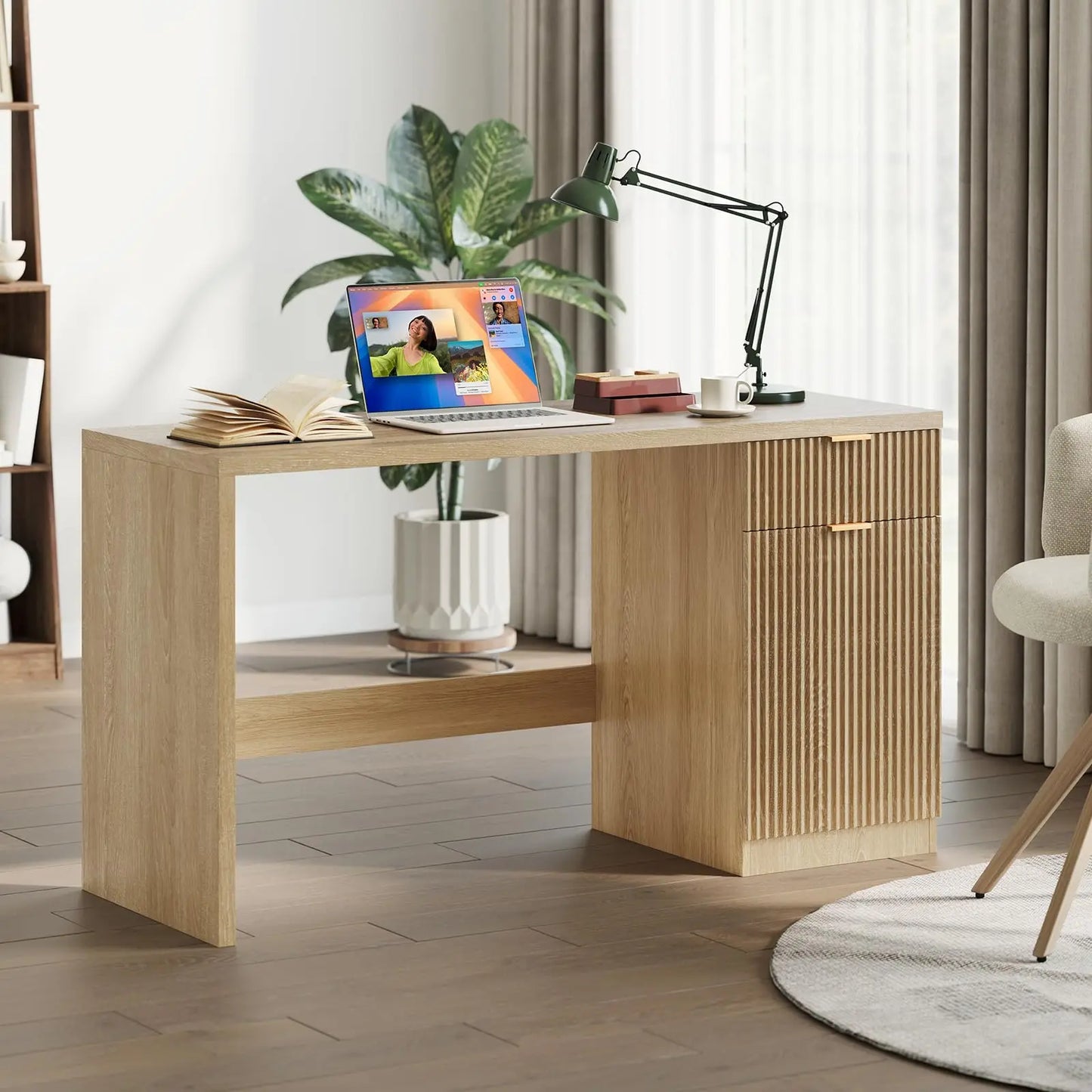 Ljustra 60 Inch Executive Desk Modern Home Office Desk with Storage