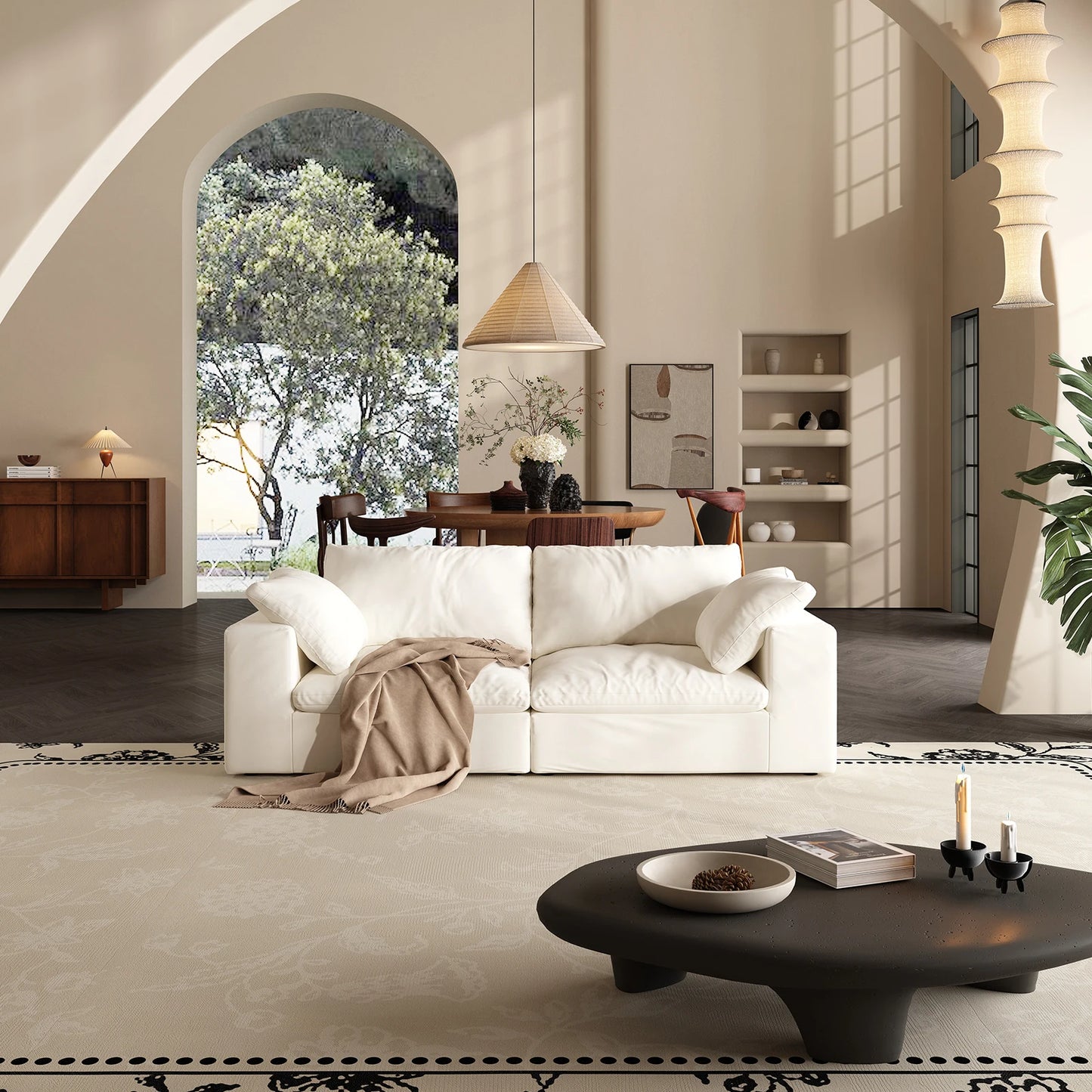 U-Shaped Cloud Couch Down-Filled Modern Modular Sectional Sofa Living Room