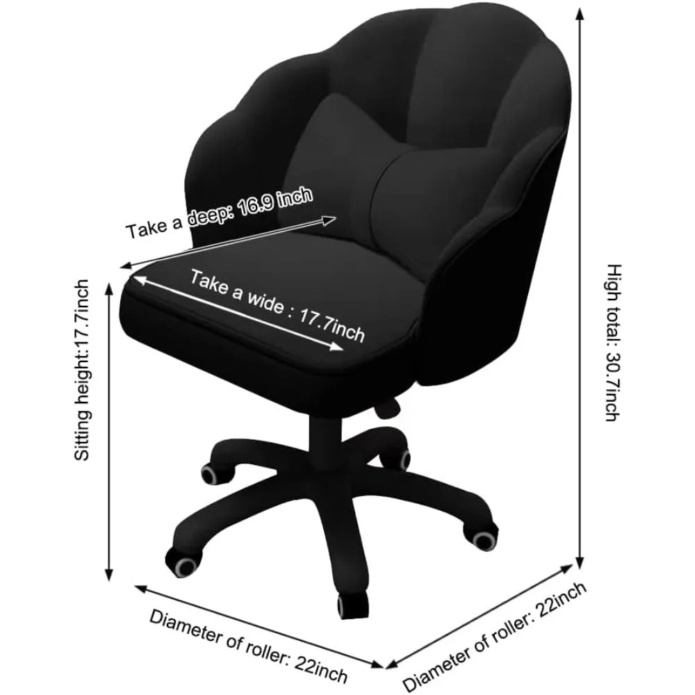 Velvet Petal Desk Chair Adjustable Upholstered Vanity Modern Office Seat