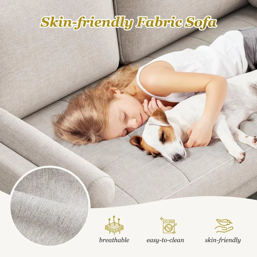 Modern 48" Linen Loveseat Sofa 2-Seater Couch with Pillow for Small Spaces Apartment