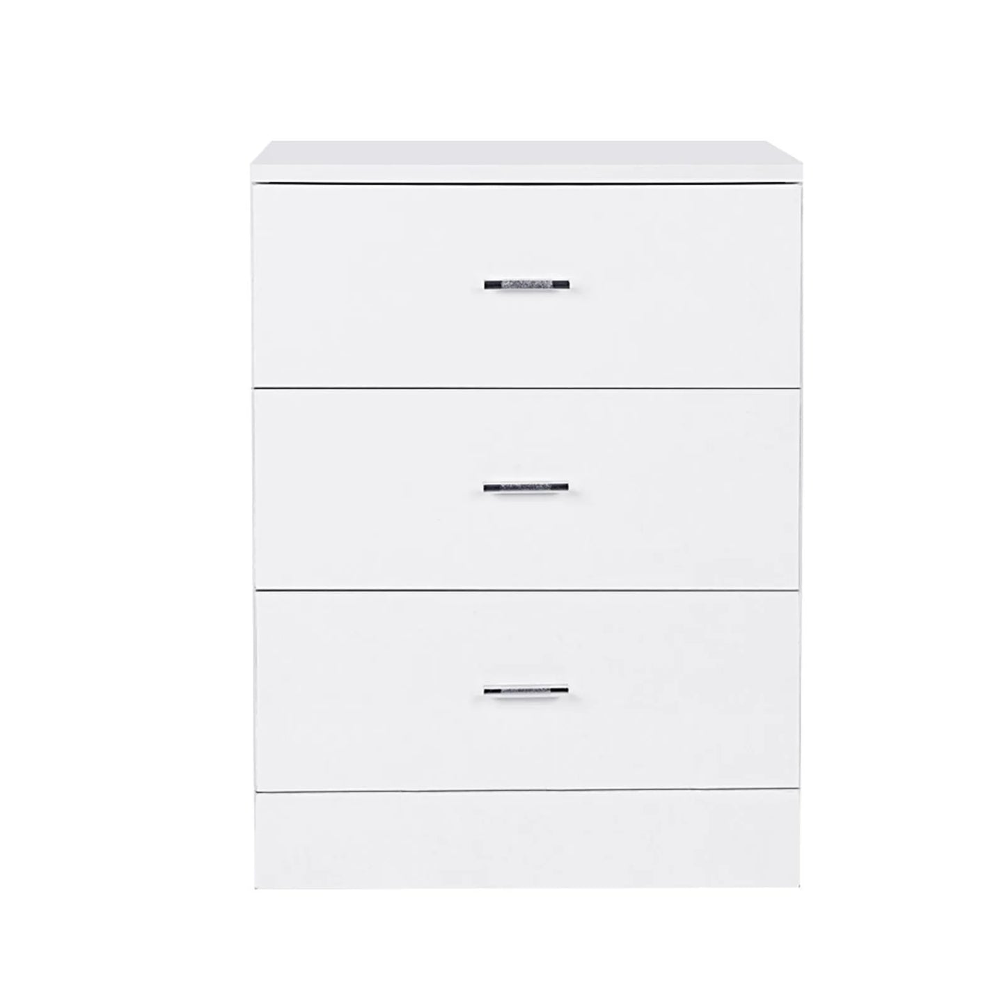 Modern Design 3 Drawer Nightstand Glossy White MDF Bedside Table