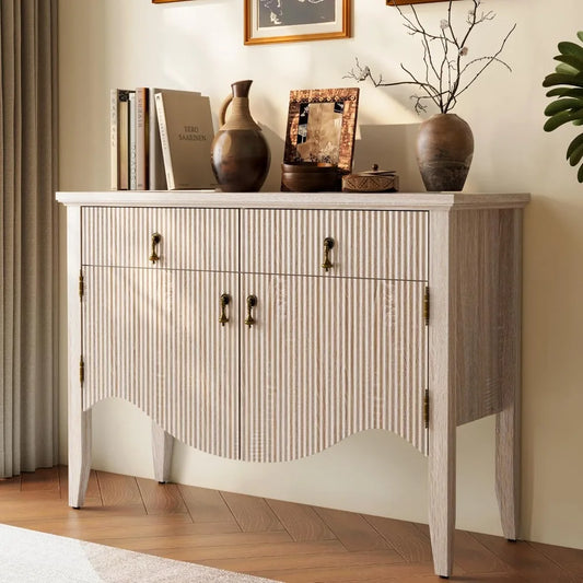 40 Inch Retro Buffet Cabinet Storage Fluted Sideboard Living Room Furniture