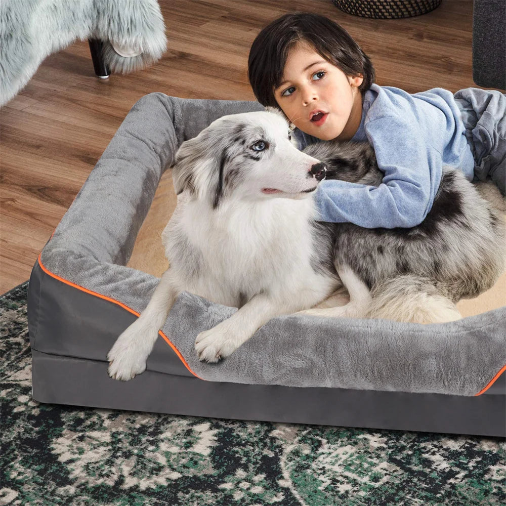 Jumbo Orthopedic Memory Foam Dog Bed Waterproof Removable Cover