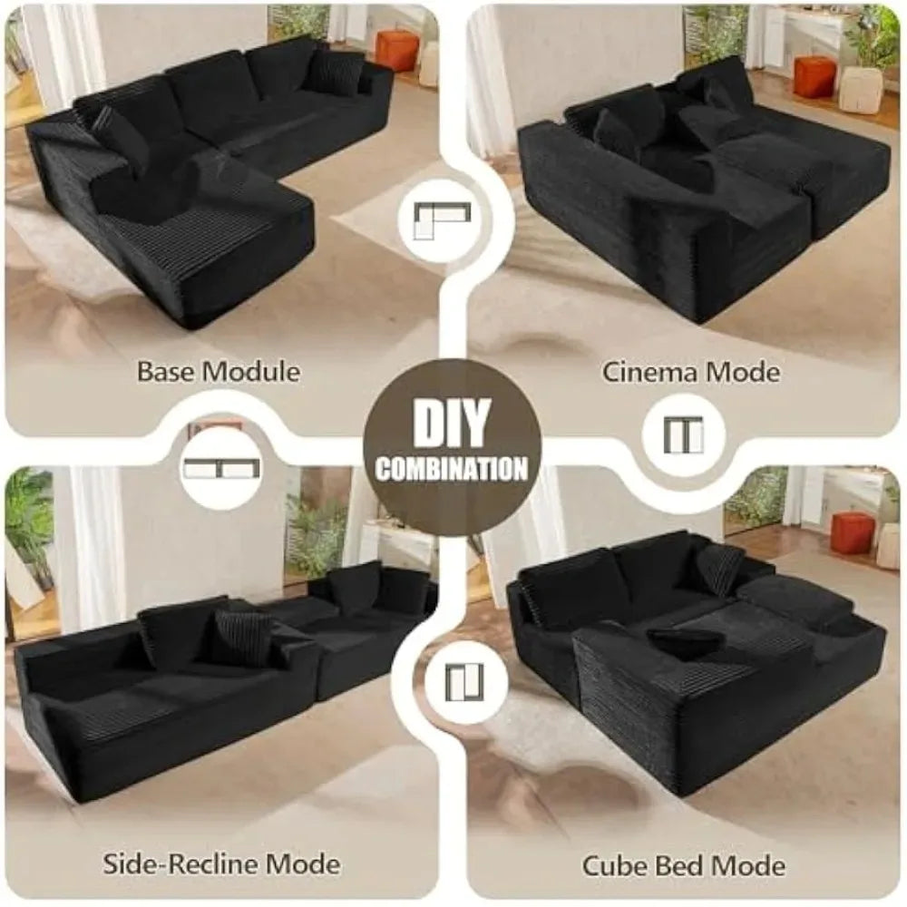 108 Inch L Shape Modular Sectional Sofa Modern Deep Seat Couch Living Room