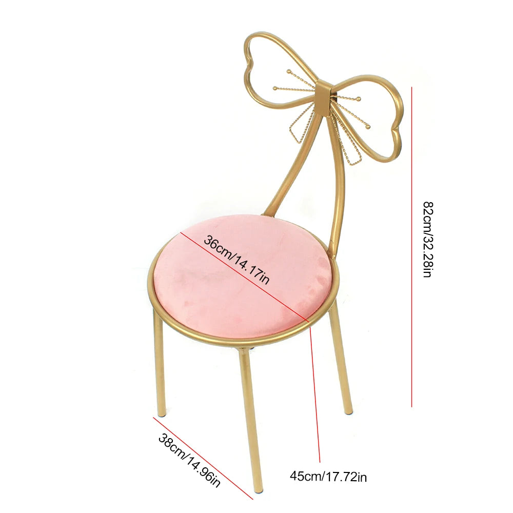 Luxury Minimalist Makeup Vanity Stool Butterfly Backrest Chair Velvet
