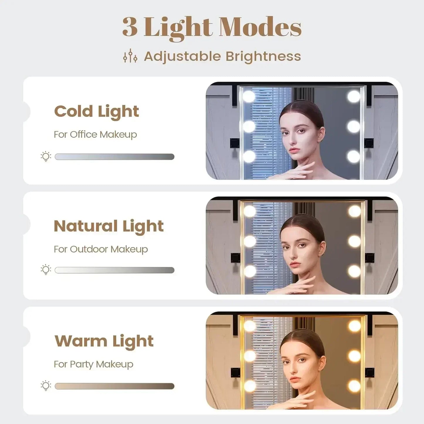 Makeup Vanity Desk with Lights and Barn Doors Charging Station
