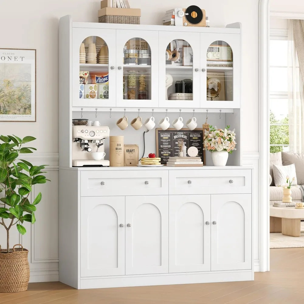 73" Tall Kitchen Pantry Cabinet with Countertop Adjustable Shelves