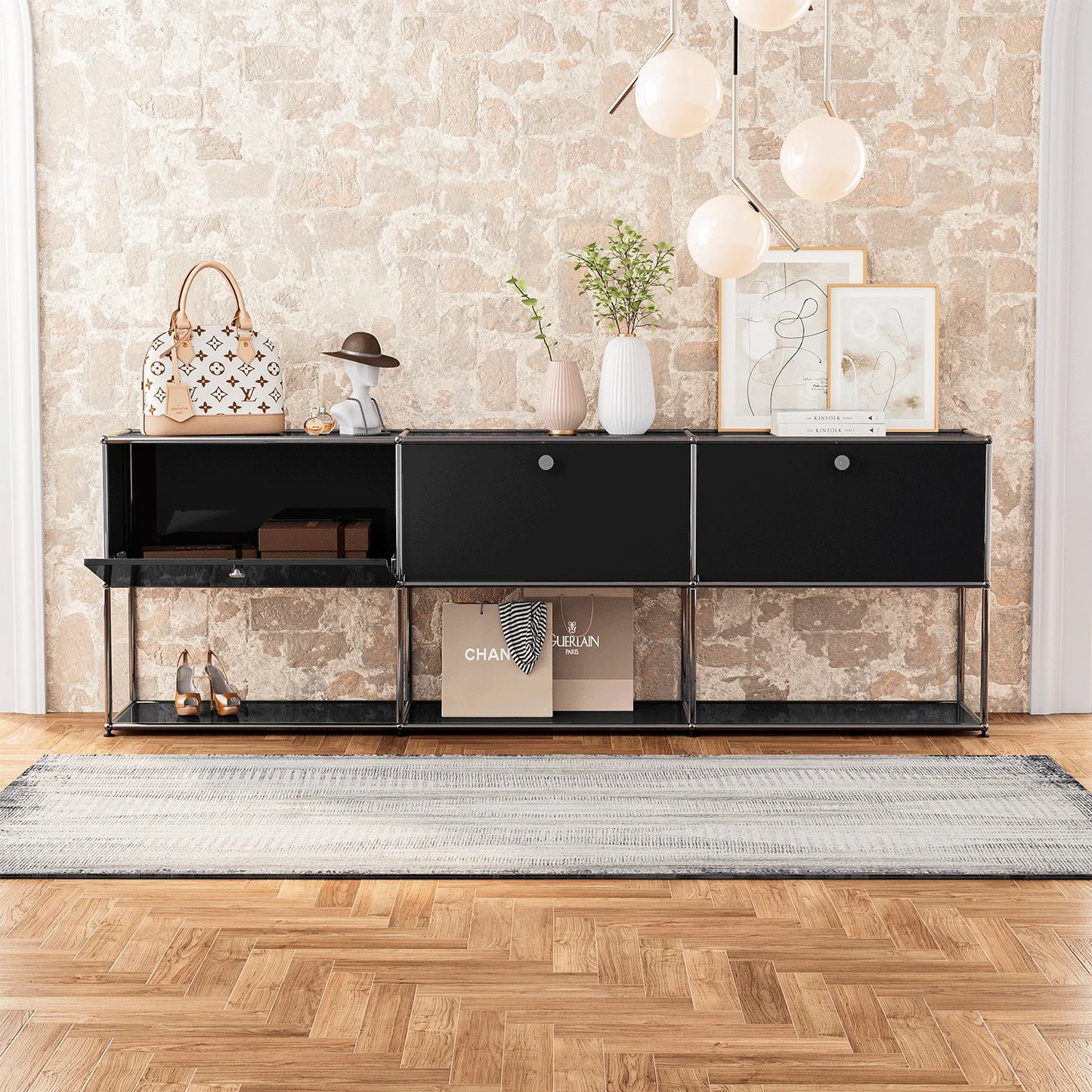 Modern Stainless Steel Storage Cabinet Organizer for Living Room Office