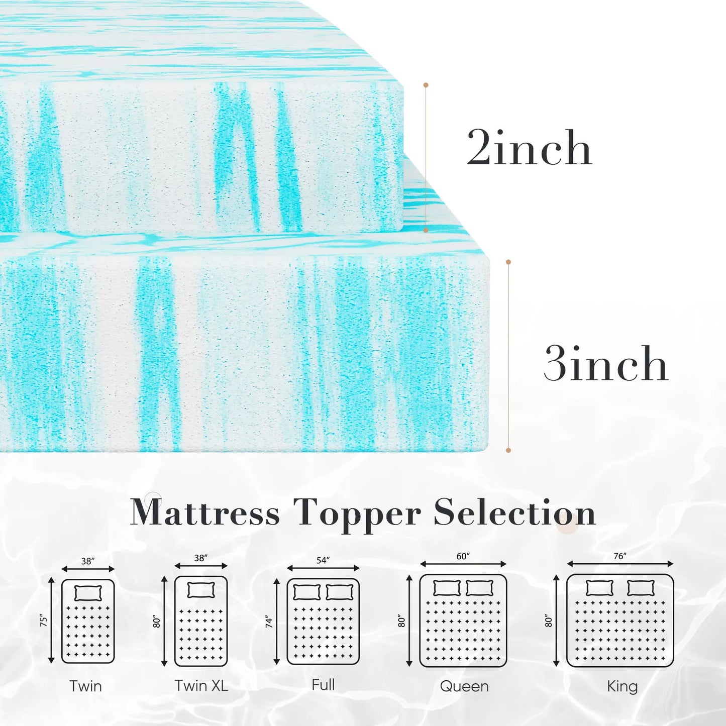 Ljustra Gel Memory Foam Mattress Topper Full Size Soft Cooling Bed