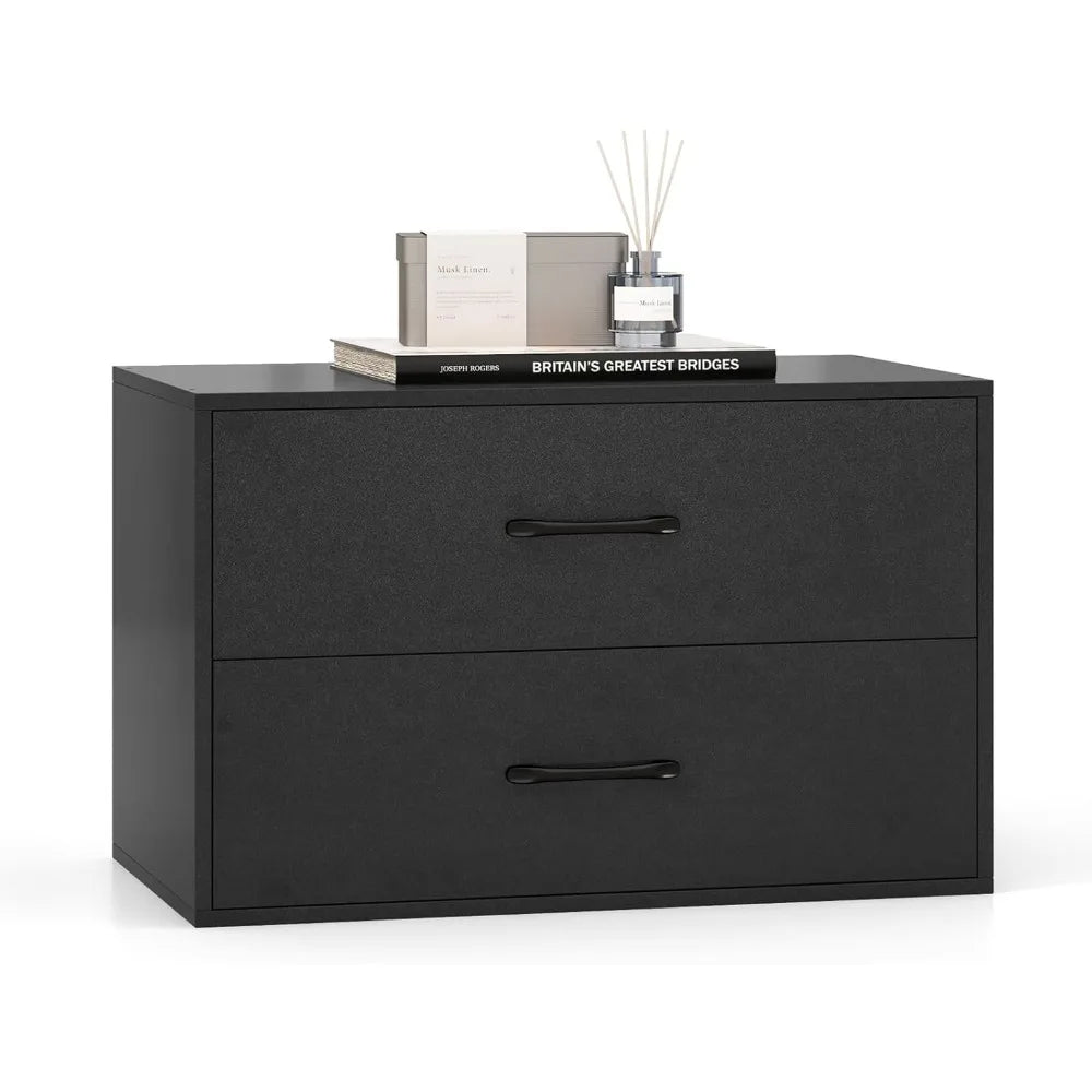 Ljustra 2 Drawer Stackable Dresser Horizontal Storage Cabinet with Metal Handle