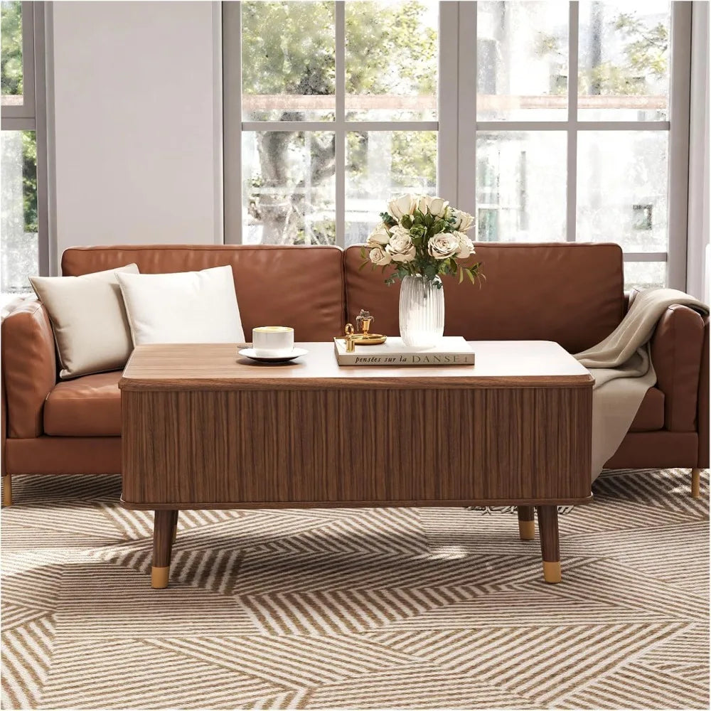 Lift Top Coffee Table with Storage Mid Century Modern Rectangle