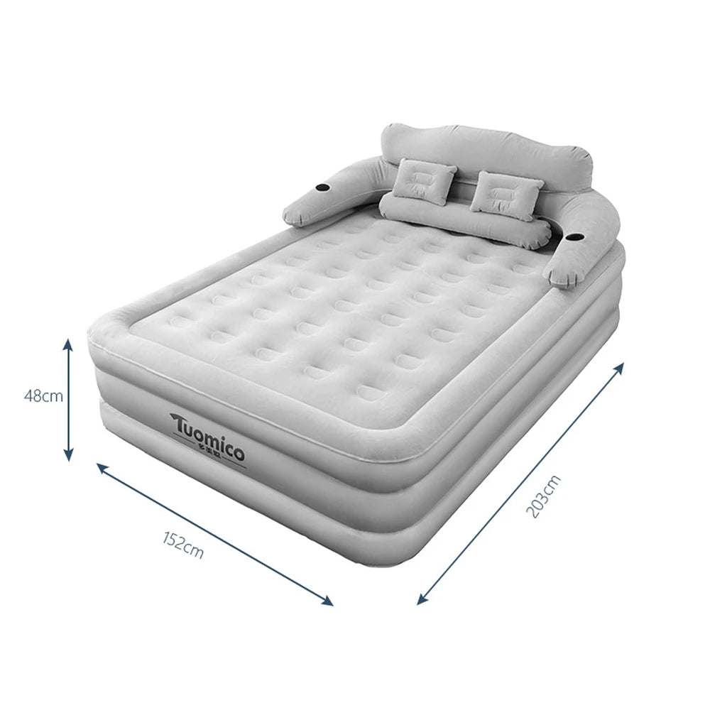 Ljustra Camping Air Bed with Backrest Inflatable Mattress 2 Persons