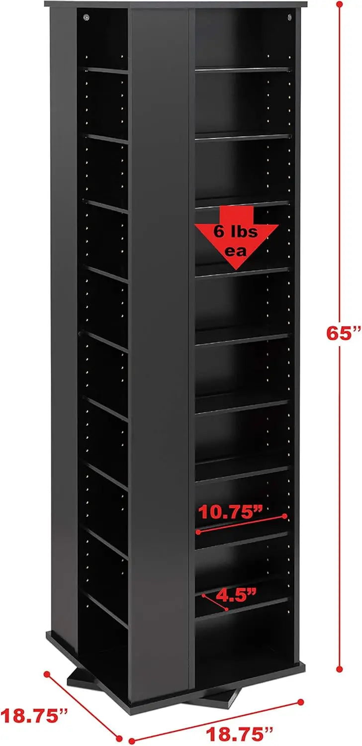 Ljustra Large 4-Sided Spinning Tower Adjustable Shelves Wood Storage