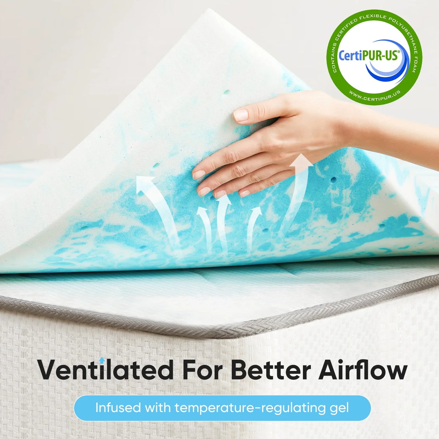 Ljustra Gel Memory Foam Mattress Topper Full Size Soft Breathable