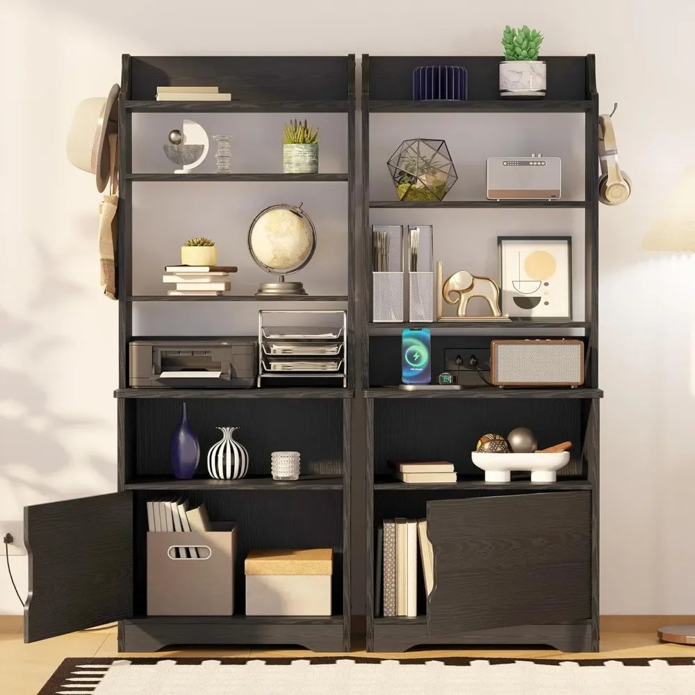 55 Inch Tall Nightstand End Table with Charging Station and Storage