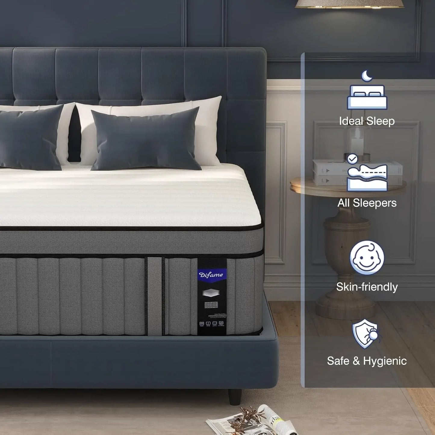 Ljustra King Size 14 Inch Gel Memory Foam Hybrid Mattress in a Box