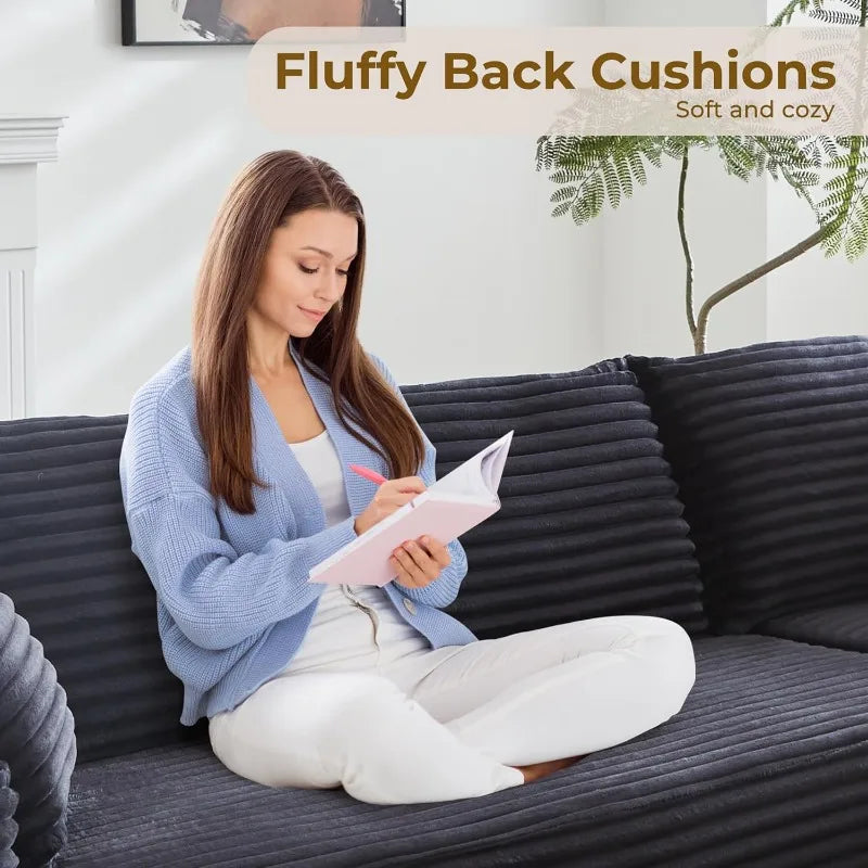 Ljustra 104" L-Shape Modular Couch - Modern Comfy Upholstered Sectional Sofa for Living Room